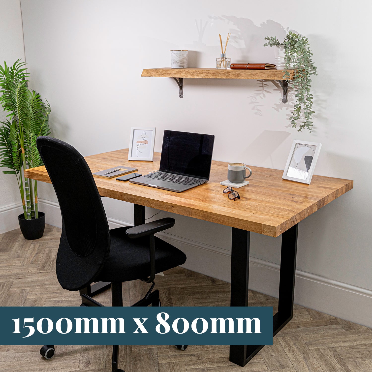 Oak Wooden Desk - 40mm thick desktop #length_1500mm depth_800mm
