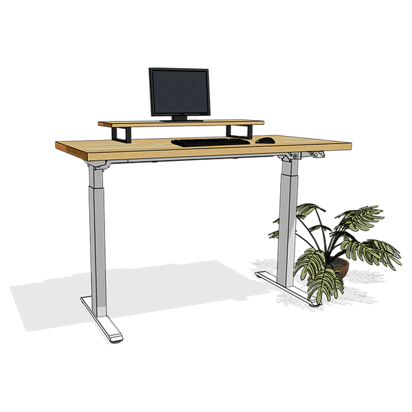 Oak Solid Wood Monitor Stand with Metal Legs