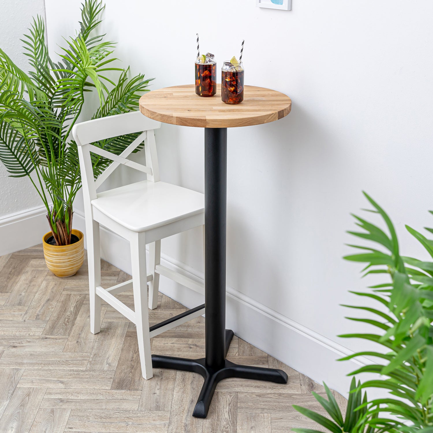 Oak Solid Wood Tall Round Bistro Table