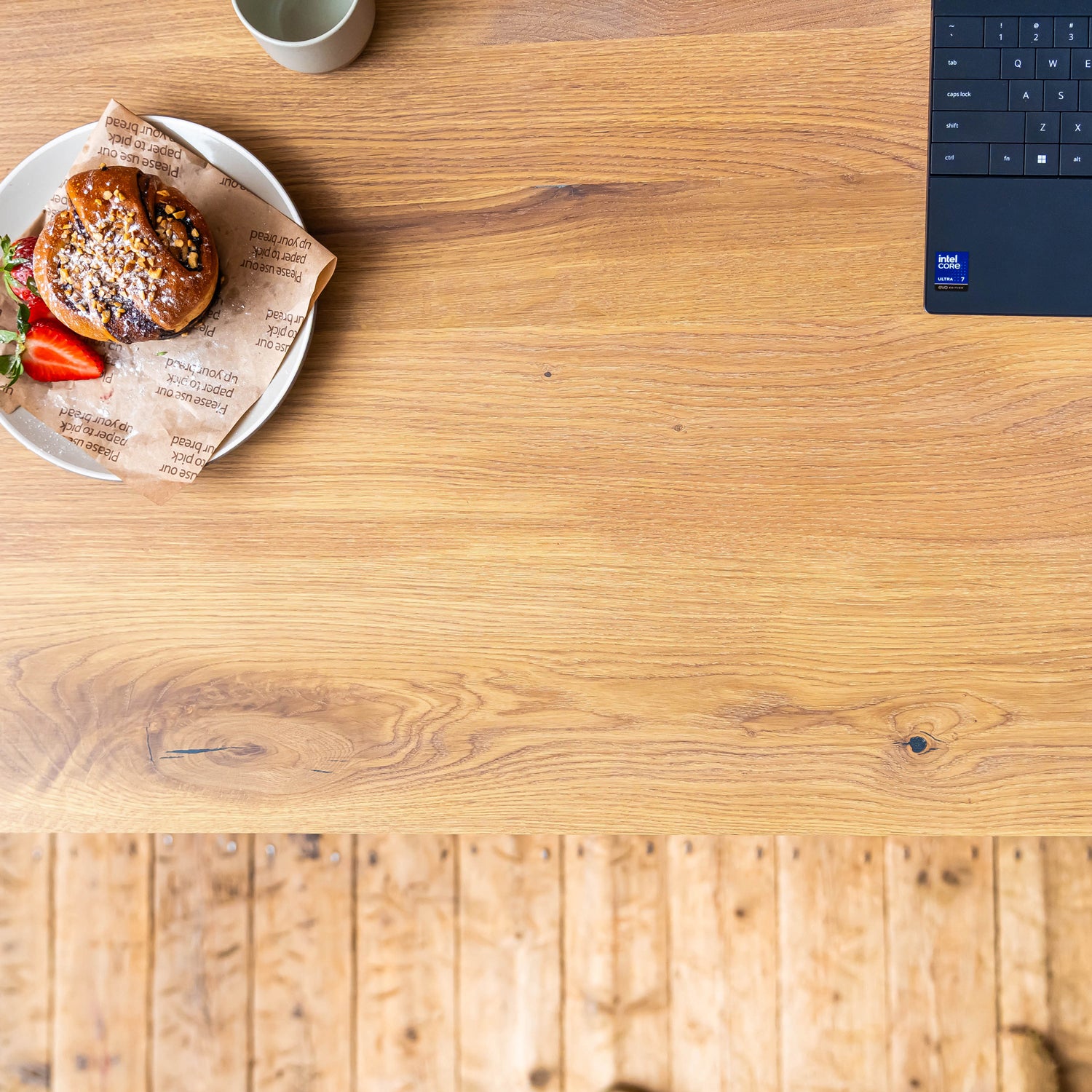 Premium Black Sit Stand Electric Desk with Oak Wood Desktop