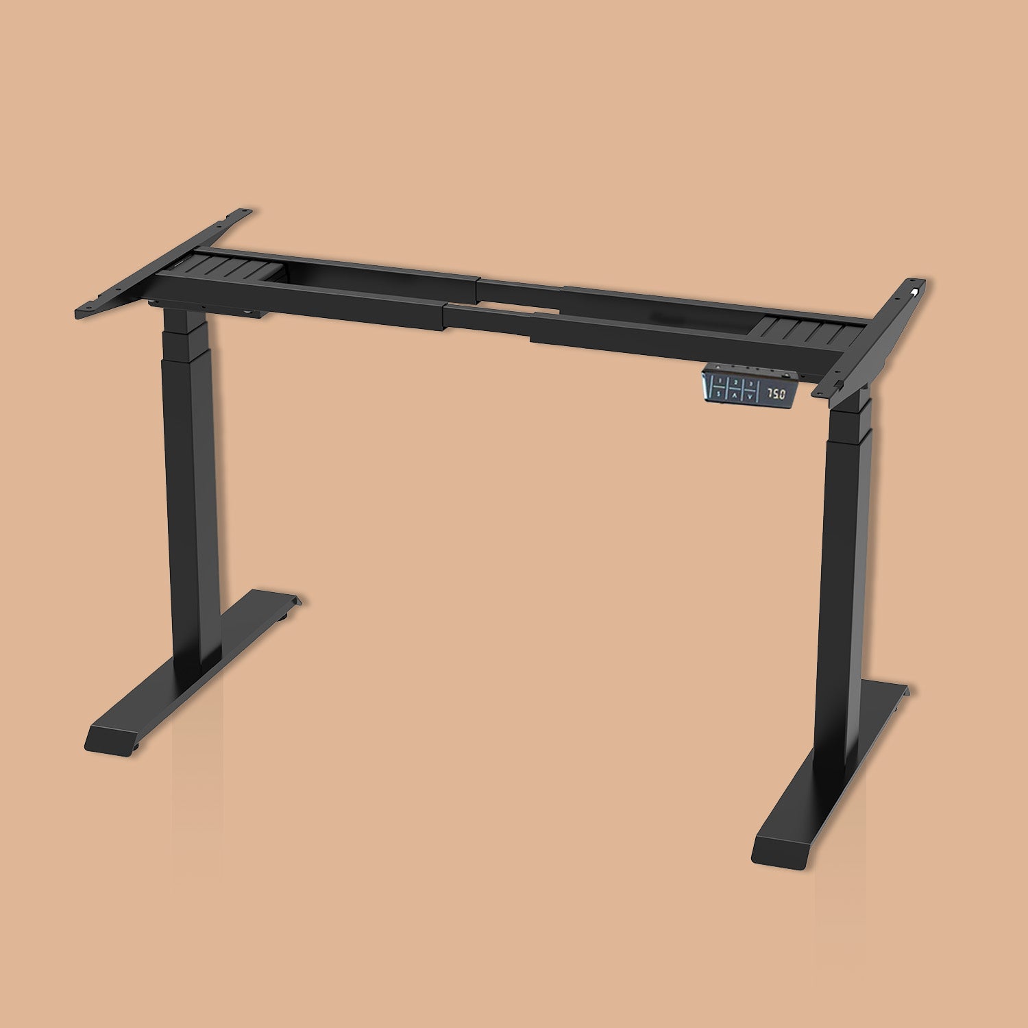 Premium d3 Dual Motor Black Standing Desk with Premium Oak Solid Wood Desktop - Pure