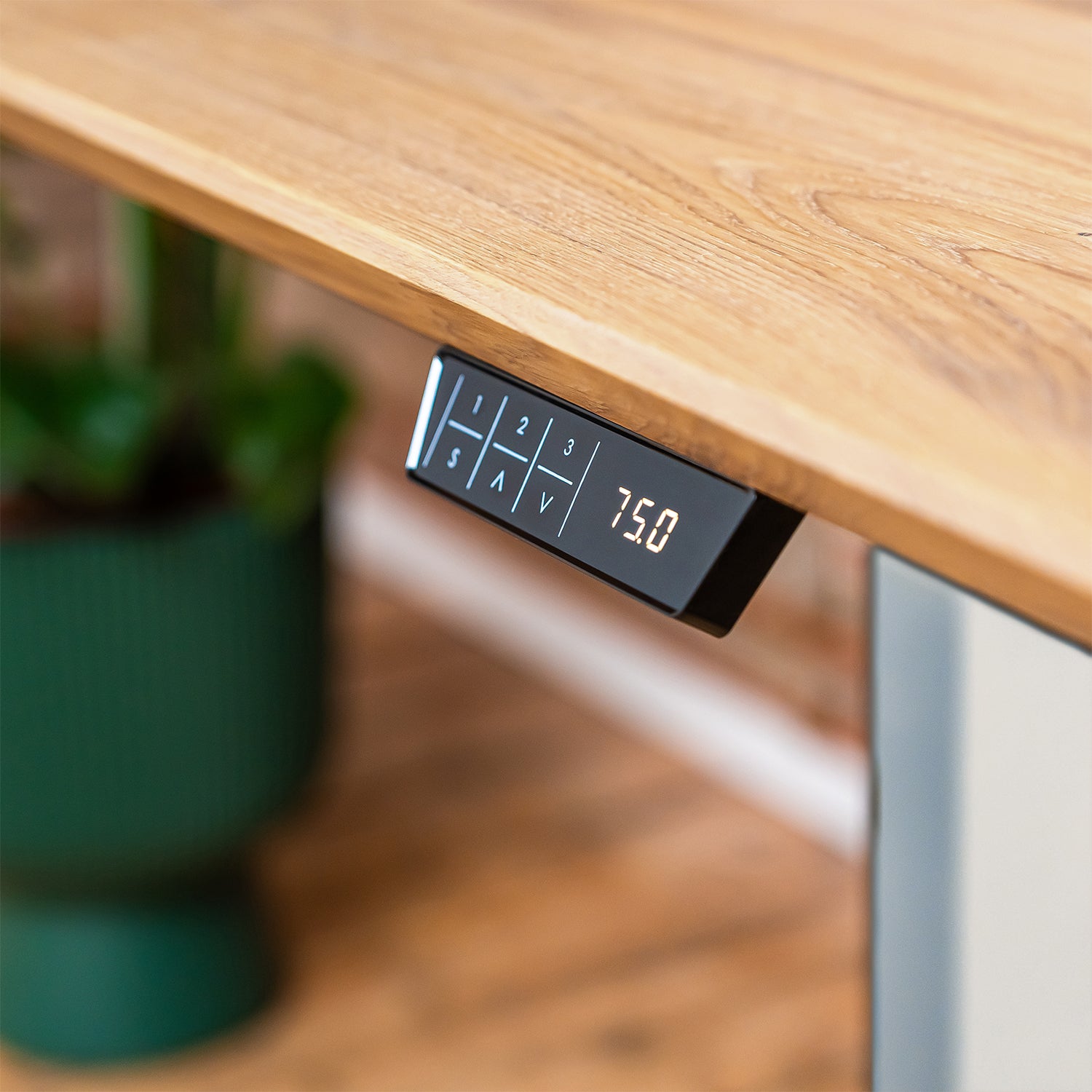 Premium d3 Dual Motor White Standing Desk with Premium Oak Solid Wood Desktop - Pure