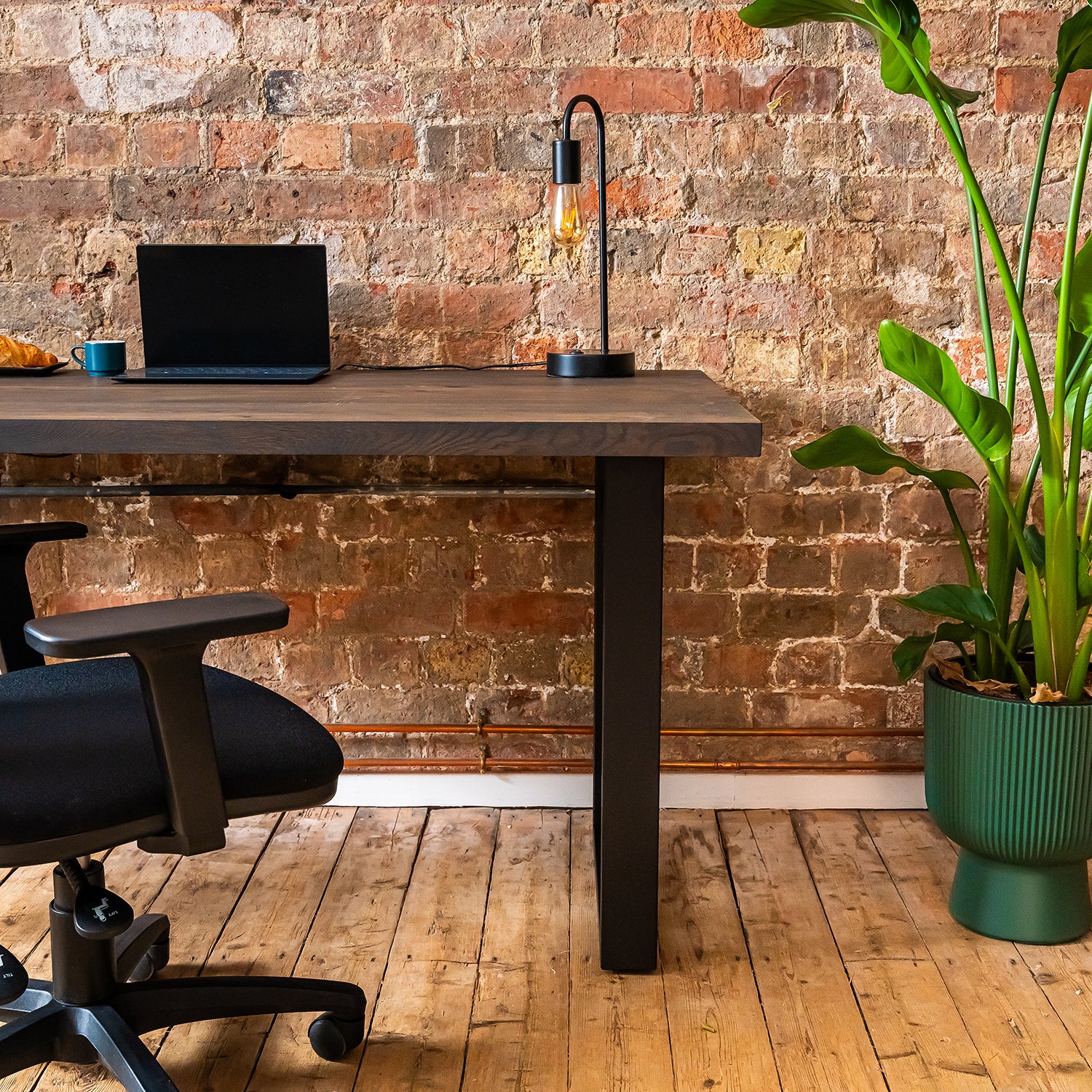Premium Oak Solid Wood Desk - Charcoal