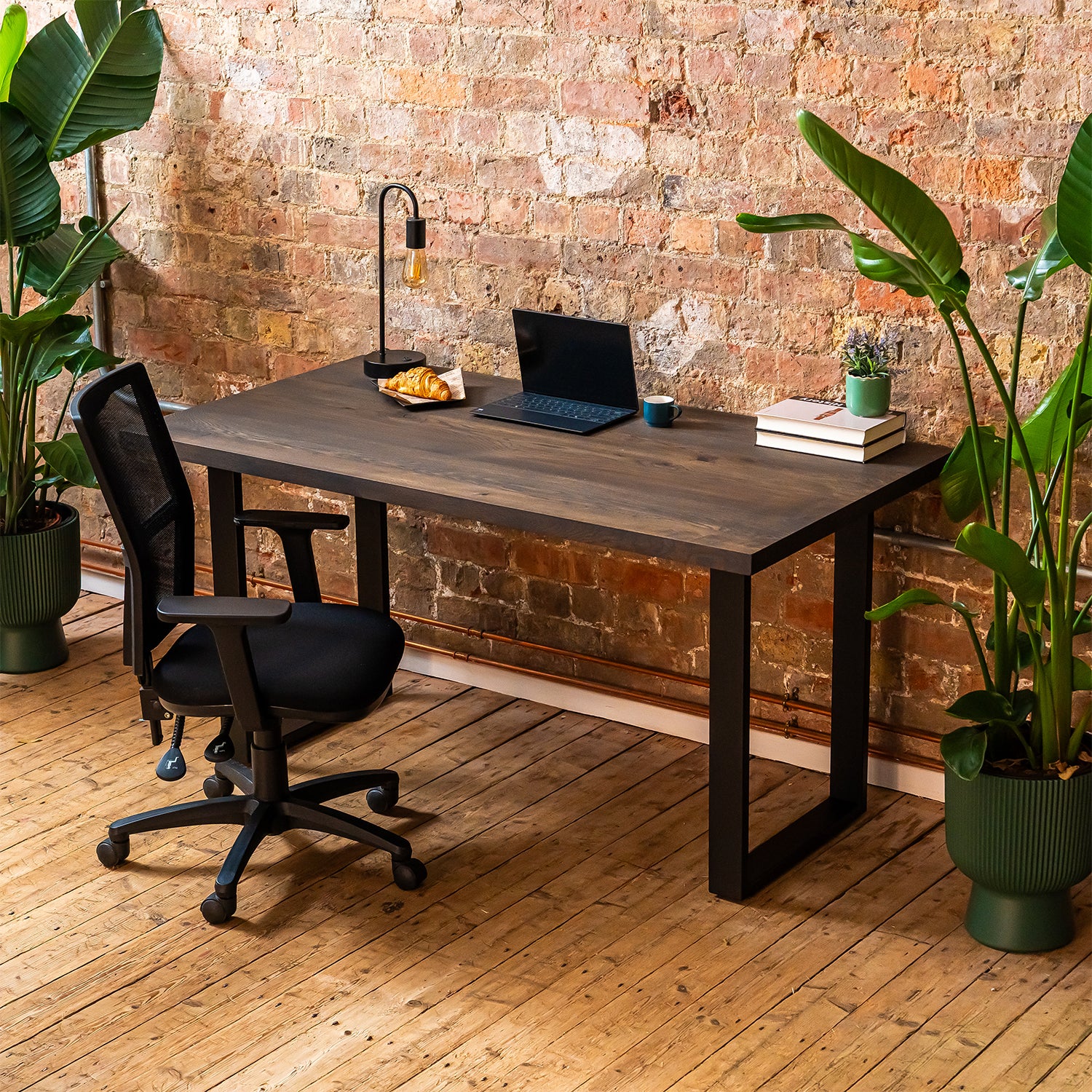 Premium Oak Solid Wood Desk - Charcoal | 1500mm x 800mm