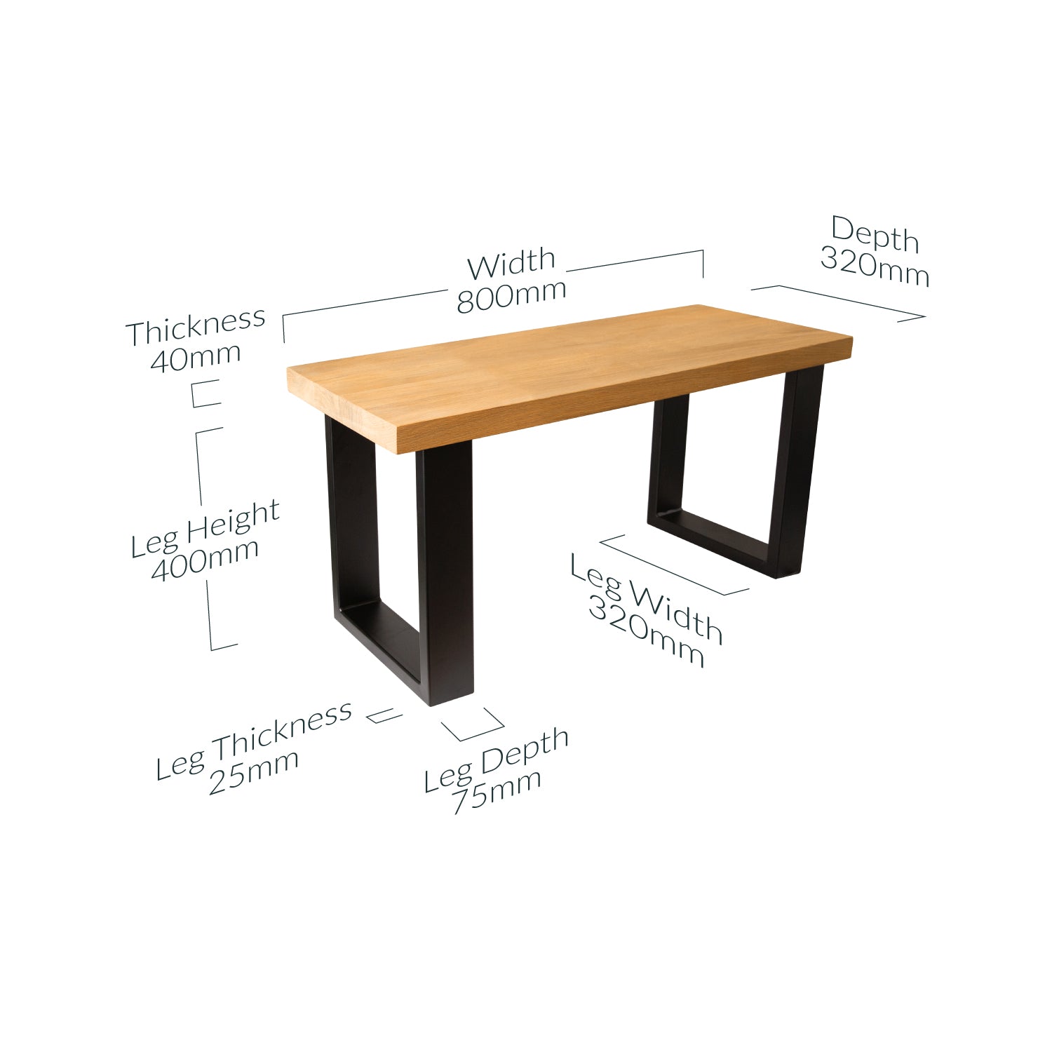 Premium Solid Oak Bench for Dining Table - Pure