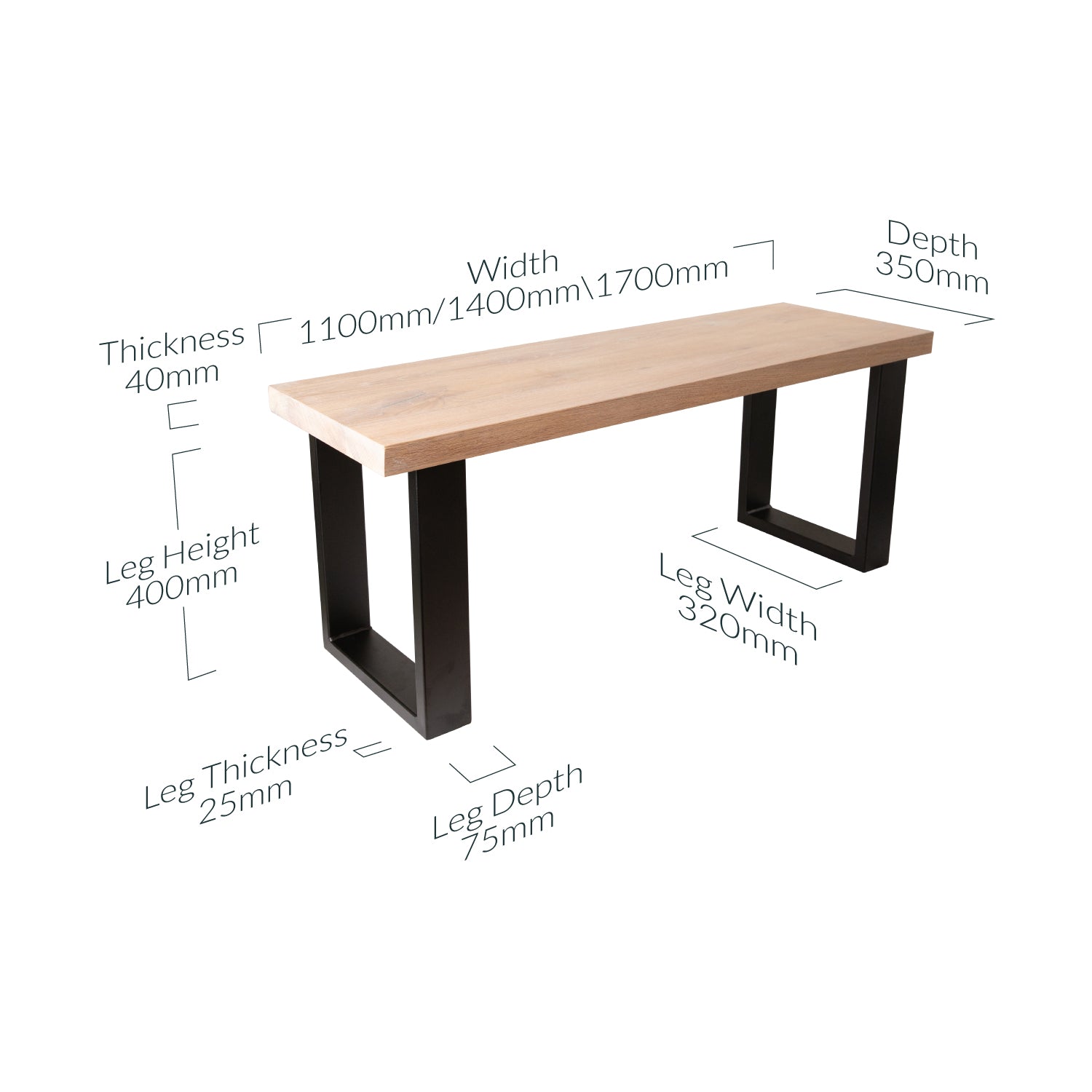 Premium Solid Oak Bench for Dining Table - White Oak