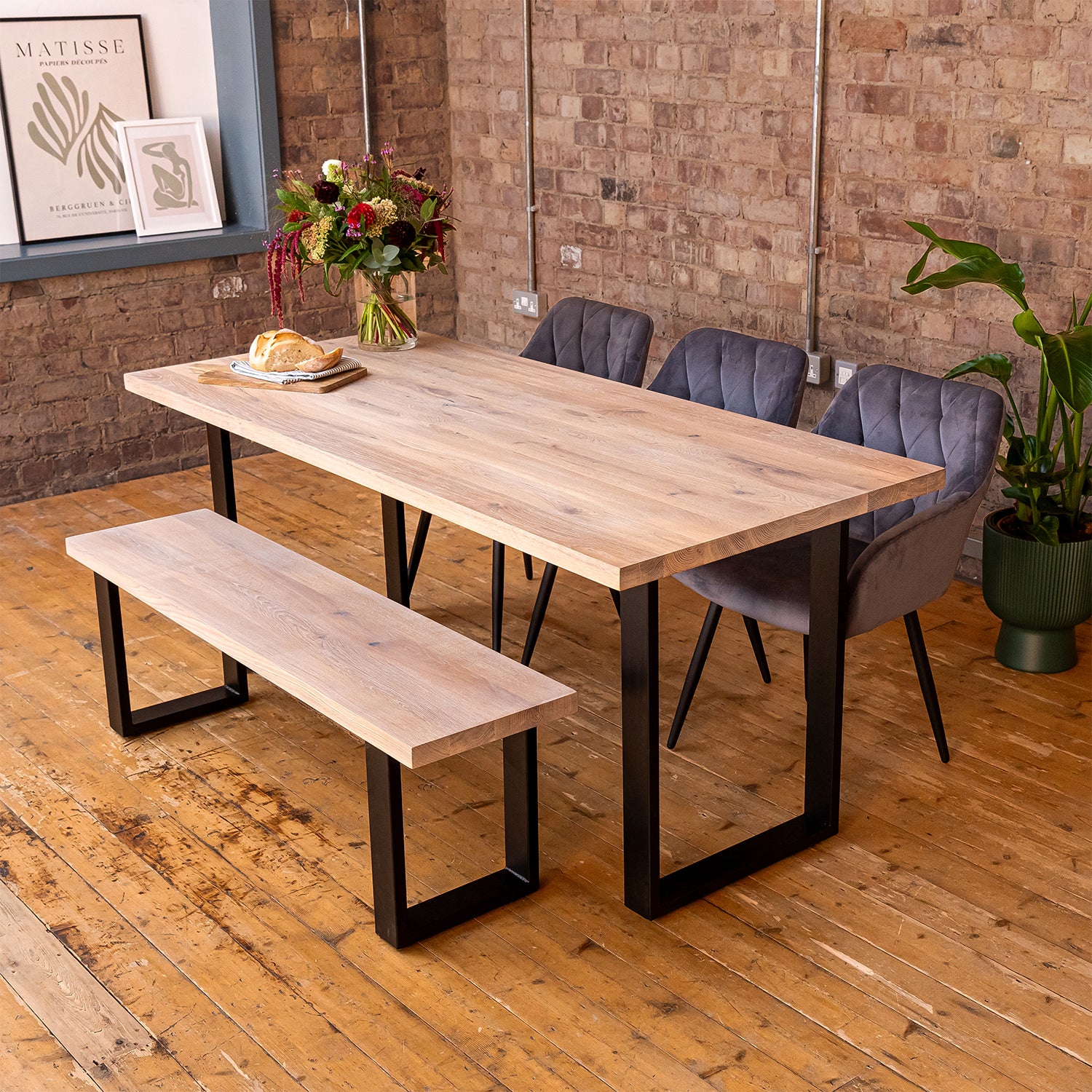 Solid Wood Dining Bench Designer Oak Forest Range Seating Dining