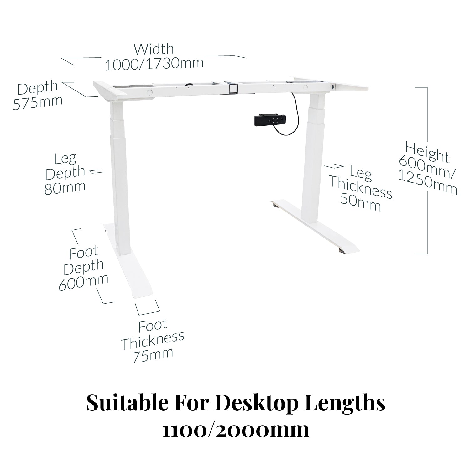 Premium White Metal Sit Stand Desk Frame domli d2