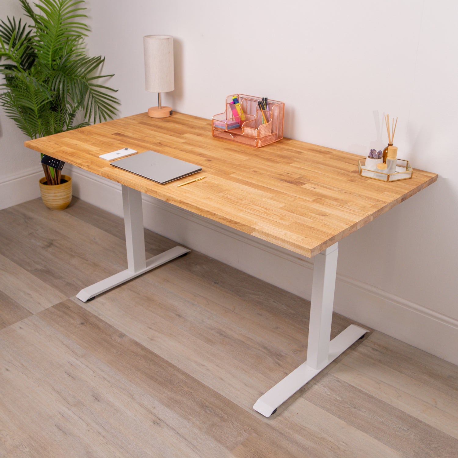 Desk oak and white top
