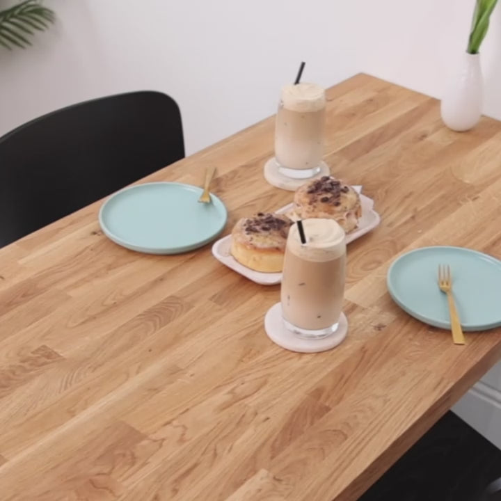 Solid Oak Dining Table with Black Legs - Video