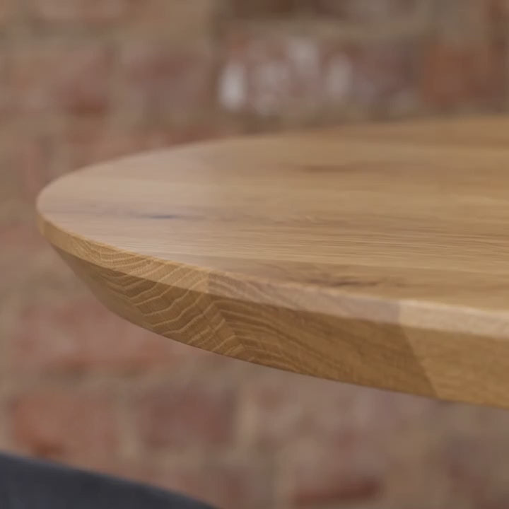 Premium solid oak round dining table in pure finish video