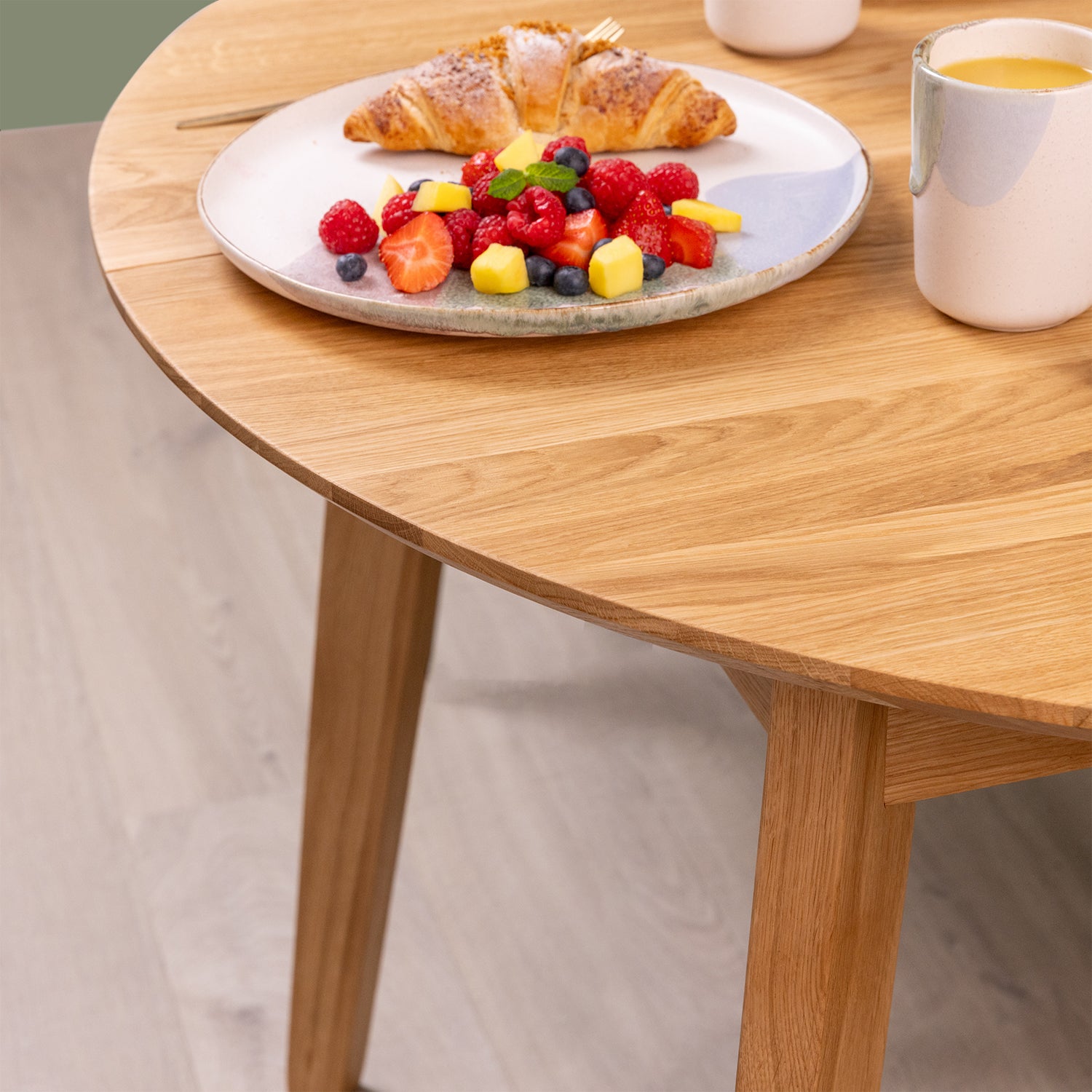 Round Extending Dining Table - Solid Wood