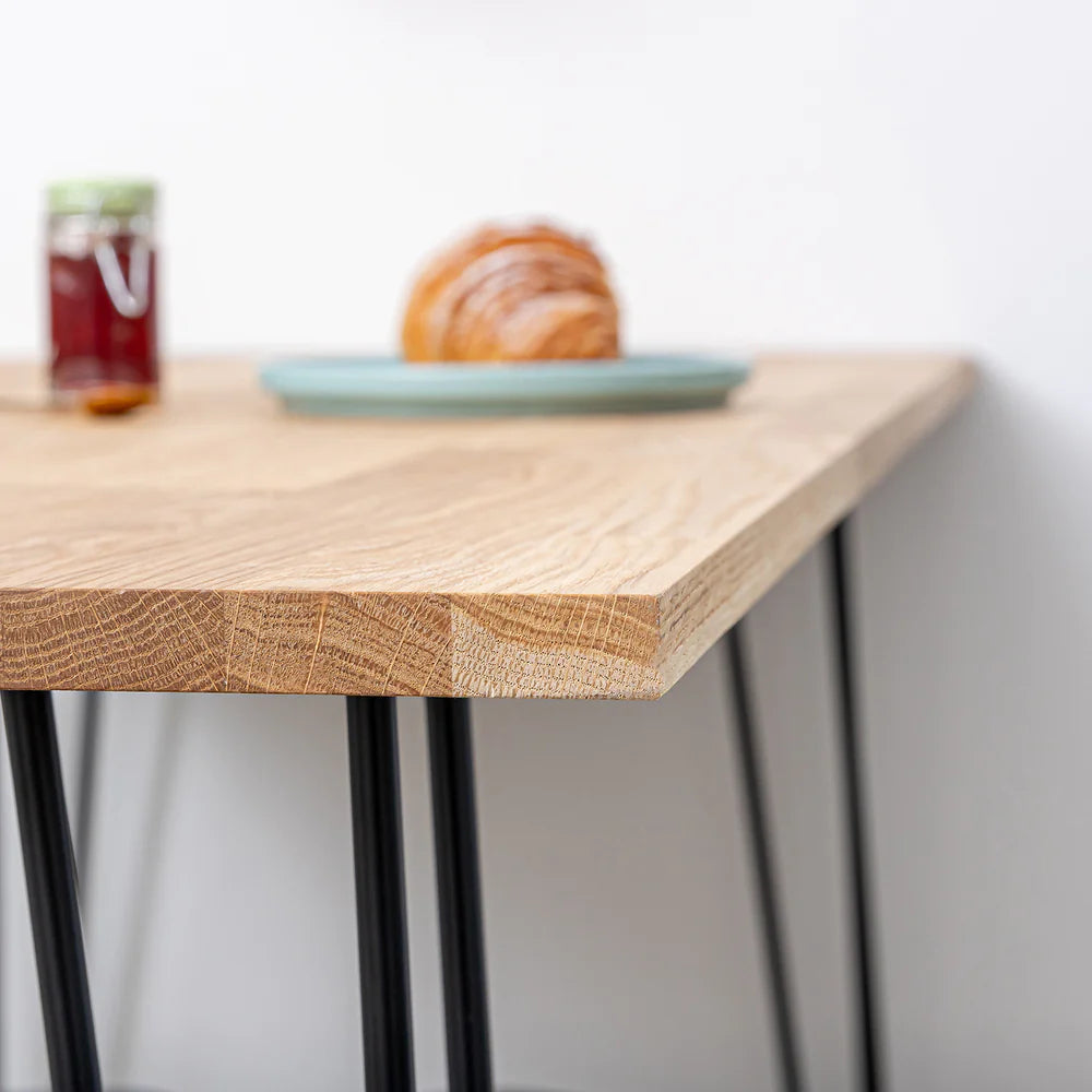 Slimline Solid Oak Table with Hairpin Legs