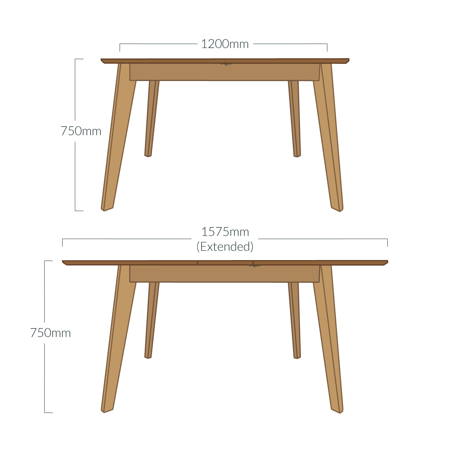 Solid Wood Extending Dining Table | 1200mm/1575mm x 800mm