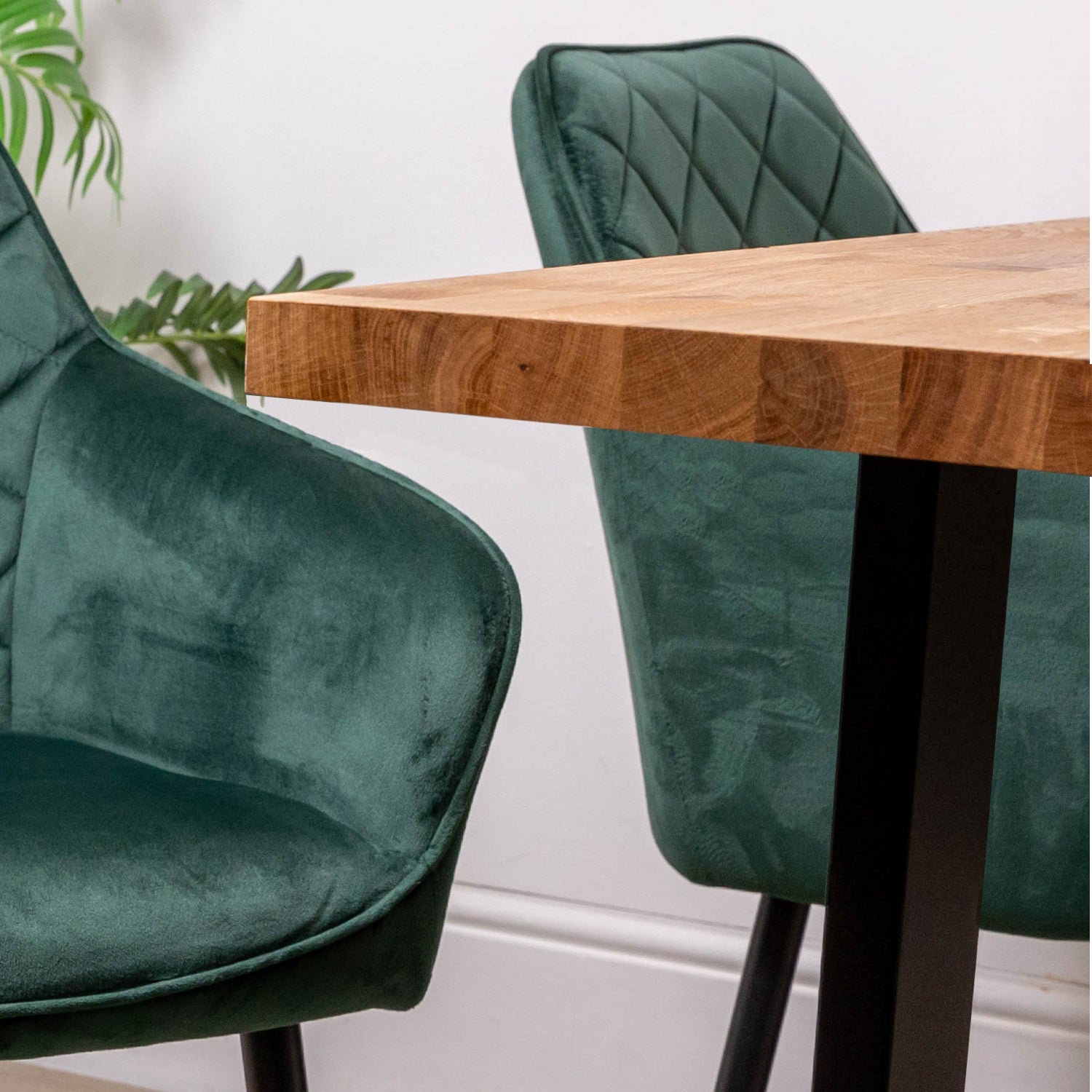 Solid Oak Table with Square Metal Legs - 27mm thick tabletop