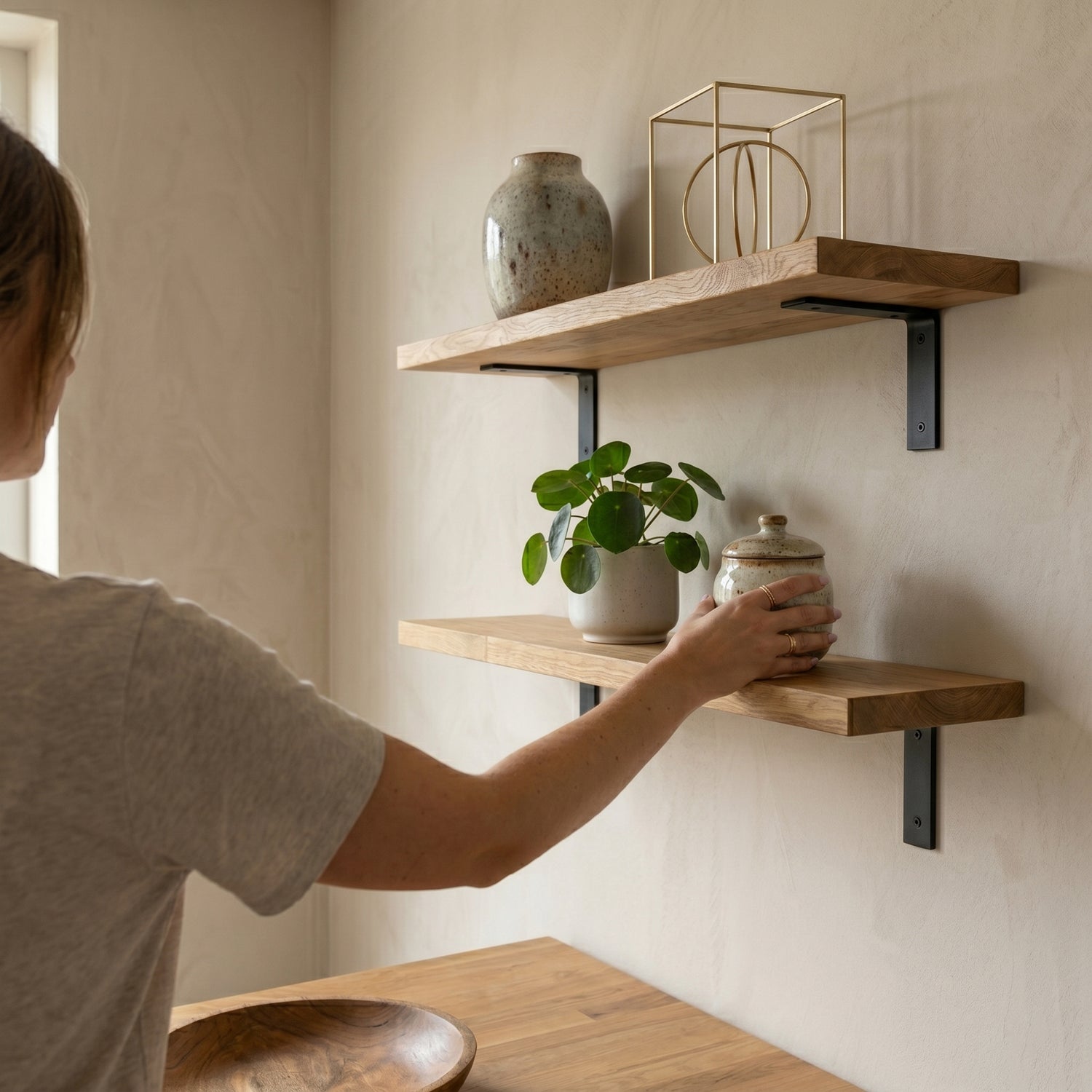 Solid Oak Wall Shelf - 27mm