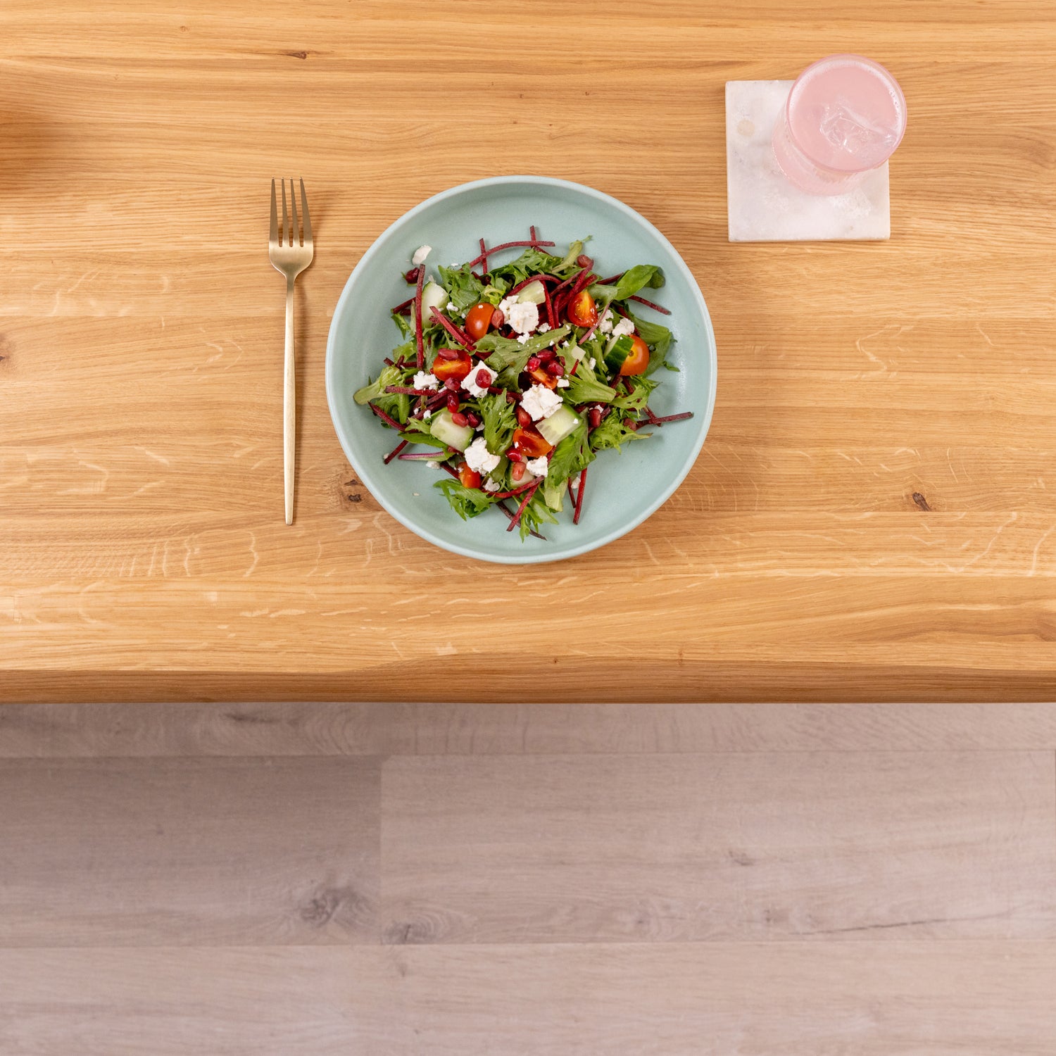 Solid Oak Waney Edge Table with Wooden Square Legs