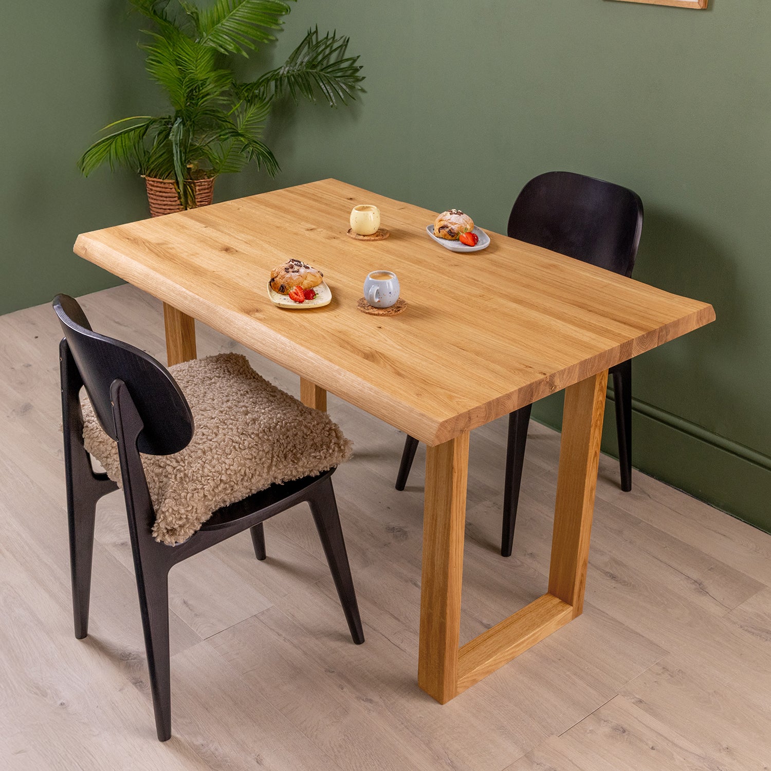 Solid Oak Waney Edge Table with Wooden Square Legs | 1200mm x 800mm