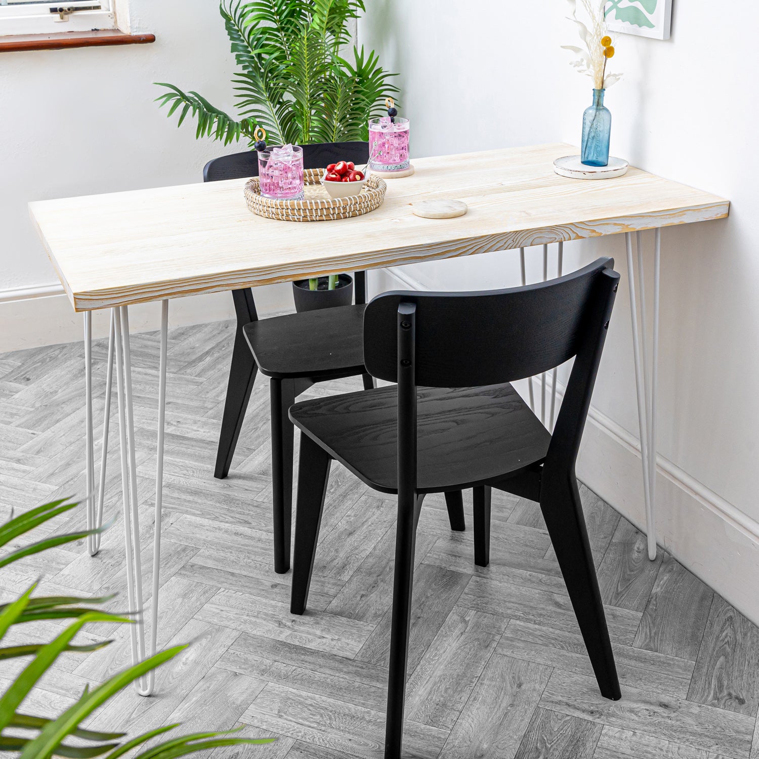 White Wood Table with White Hairpin Legs
