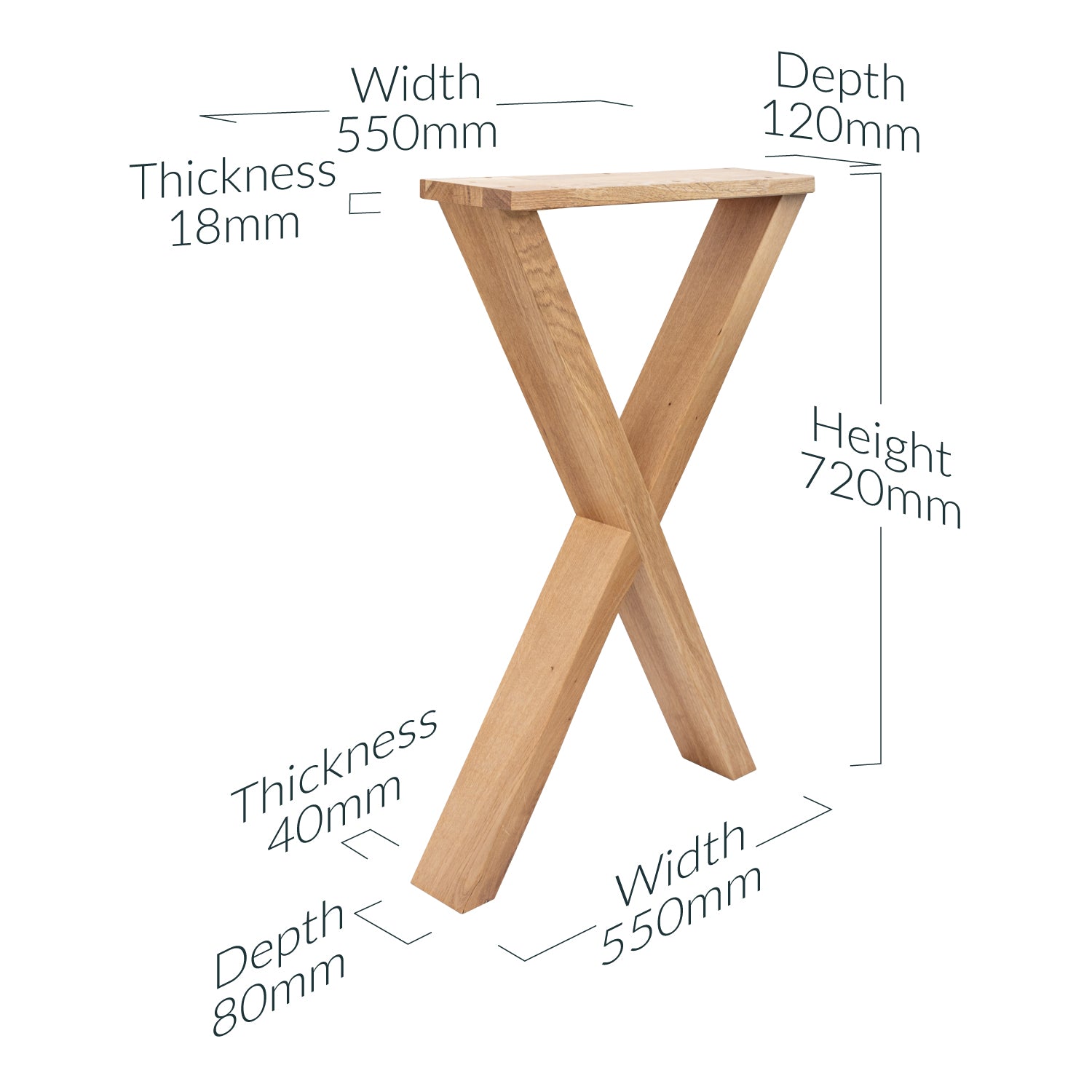 Wooden Cross Legs 80mm thick