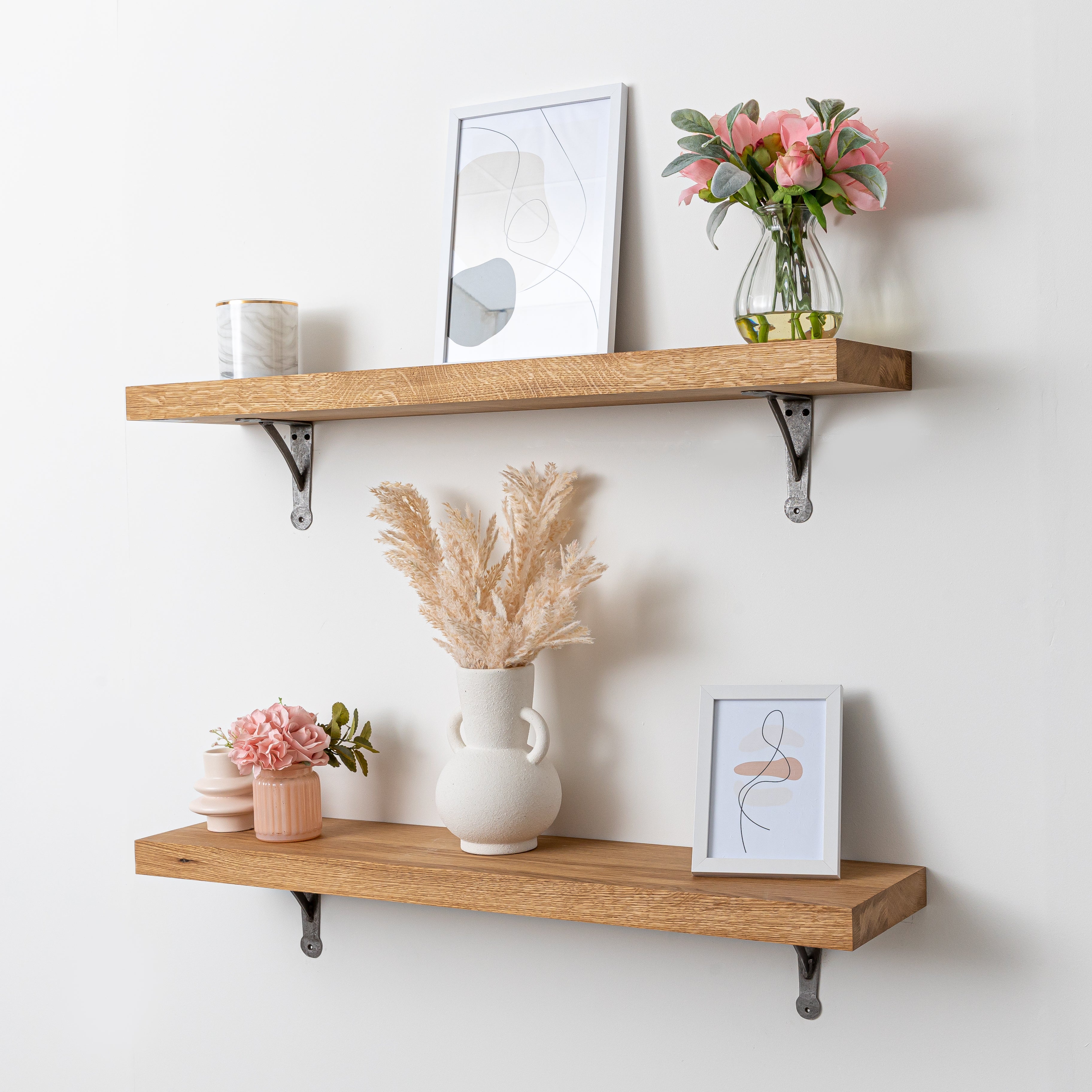 full stave prime oak solid wood shelf 40mm thick 1